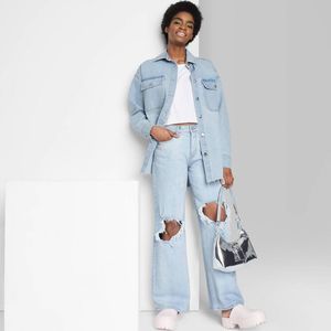 Women's Super-High Rise Baggy Jeans - Wild Fable Light Wash 8